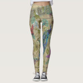  Ivory Green Blue Pink Peacock Collage Leggings (Voorkant)
