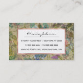 Ivory Green Blue Pink Peacock Collage Visitekaartje (Achterkant)