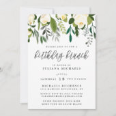 Ivory & Green Botanical Birthday Brunch Kaart (Voorkant)