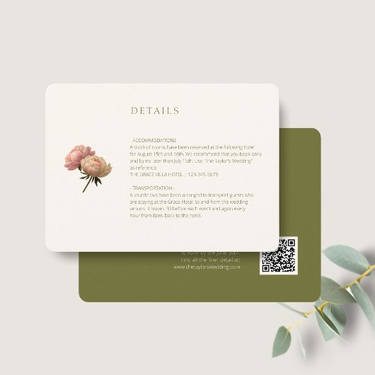 Ivory & Green | Chic Rose Wedding Detail QR Code Informatiekaartje