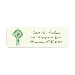 Ivory Green Elegant Irish Celtic Cross Etiket