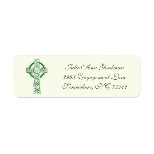 Ivory Green Elegant Irish Celtic Cross Etiket (Voorkant)