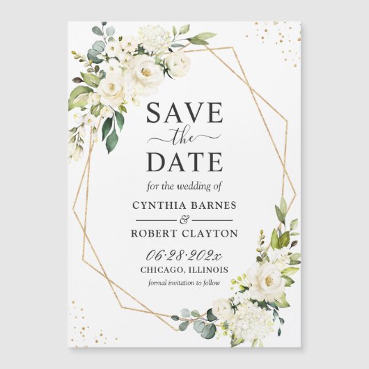 Ivory Green Floral Geometric sparen de Magnet van (Voorkant)