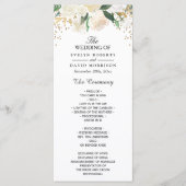 Ivory Green Floral Wedding Programme Programmakaart (Voorkant)