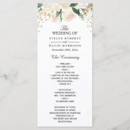 Ivory Green Floral Wedding Programme Programmakaart
