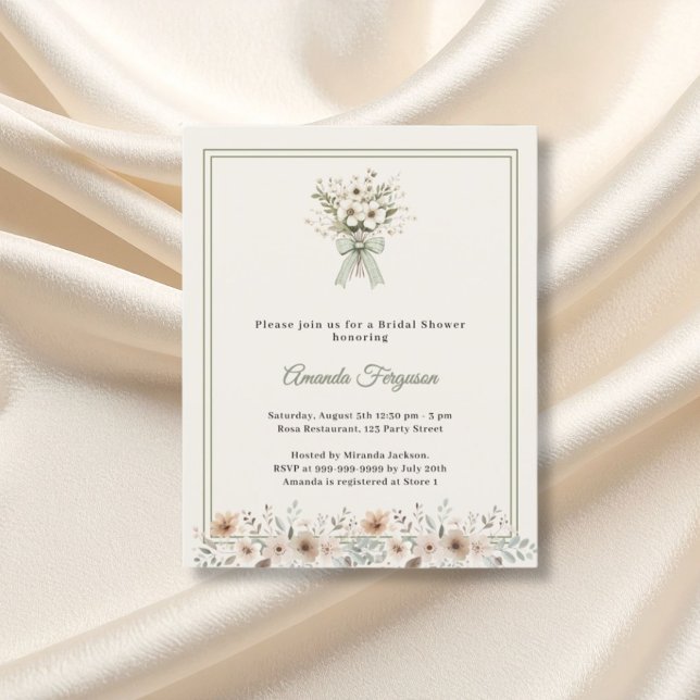 Ivory green florals Bridal Shower invitation (Creator heeft geüpload)