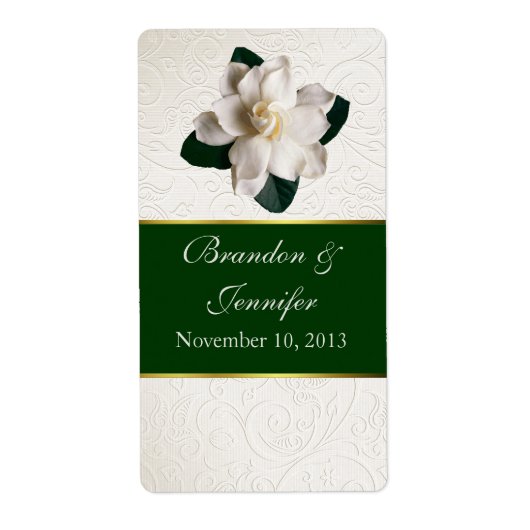 Ivory & Green Gardenia Mini Wine Labels (Voorkant)