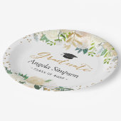 Ivory Green Gold Floral Afstuderen Afstuderen Papieren Bordje (Gekanteld)