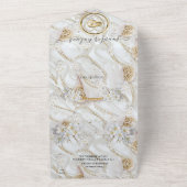 Ivory-Green-Gold parels allemaal in één bruiloft u All In One Uitnodiging (Buitenkant)