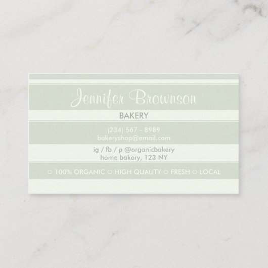 Ivory Green Tasty Bakery Cakes Sweets Snoep Shop Visitekaartje (Achterkant)