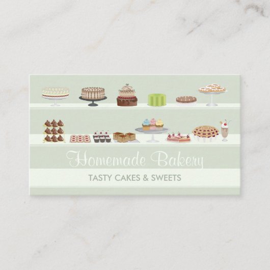 Ivory Green Tasty Bakery Cakes Sweets Snoep Shop Visitekaartje (Voorkant)
