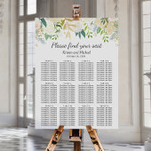Ivory Greenery Gold Floral Wedding Seating Chart Poster