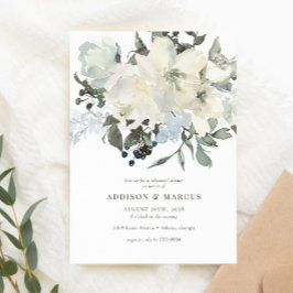 Ivory Greenery Waterverf Floral Rehearsal Dinner Kaart
