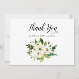 Ivory greenery white rose floral bruiloft bedankt kaart