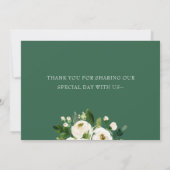 Ivory greenery white rose floral bruiloft bedankt kaart (Achterkant)