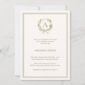Ivory greenery wreath monogrammed Bridal Shower Kaart (Voorkant)