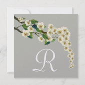 Ivory Grey Cherry Blossom Branch Save the Date Kaart (Achterkant)