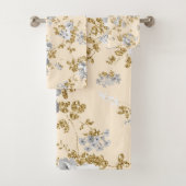 Ivory grijs wit goud glitter land boho floral bad handdoek (Insitu)