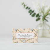 Ivory grijs wit goud glitter land boho floral visitekaartje (Staand voorkant)