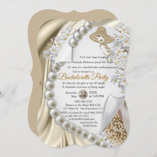 Ivory, groen, blauw, gouden zijde en parels Vrijge Kaart (Voorkant / Achterkant)