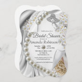 Ivory, groen, blauw, gouden zijde en parels Vrijge Kaart (Voorkant / Achterkant)