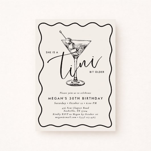 Ivory Hand Drawn A Tini Bit Older 30’s Birthday  Kaart