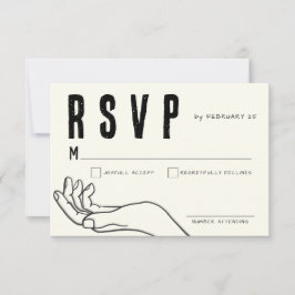 Ivory Hand Drawn Illustration Minimalist Wedding  RSVP Kaartje
