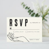 Ivory Hand Drawn Illustration Minimalist Wedding  RSVP Kaartje (Staand voorkant)