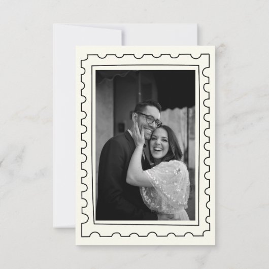 Ivory Hand Drawn Illustration Wedding Minimalist Save The Date (Achterkant)