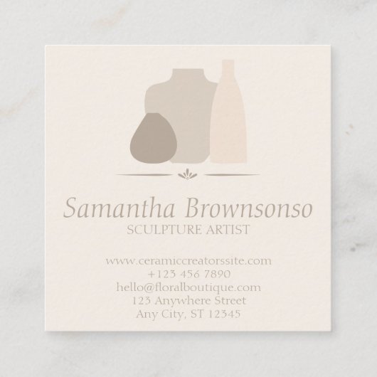 Ivory Handmade Porcelain Pottery Vase keramische p Vierkante Visitekaartje (Achterkant)