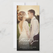 Ivory  handschrift Script 3 Fotohuwelijk Bedankkaart (Voorkant)