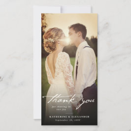 Ivory handschrift Script 3 Fotohuwelijk Bedankkaart
