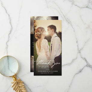 Ivory handschrift Script 3 Fotohuwelijk Bedankkaart