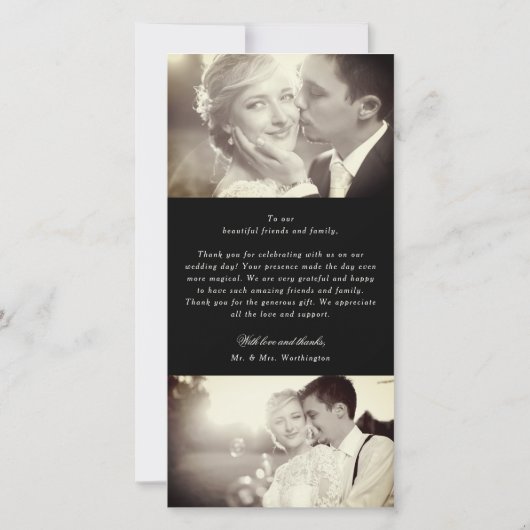 Ivory  handschrift Script 3 Fotohuwelijk Bedankkaart (Achterkant)