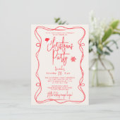 Ivory Handwritten Christmas Party Invitation Kaart (Staand voorkant)