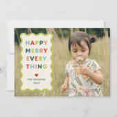 Ivory Happy Merry Wavy Christmas Photo Card Kaart (Voorkant)