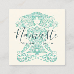 Ivory henna mandala yoga instructeur meditatie vierkante visitekaartje