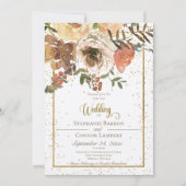 Ivory Herfst Floral Bouquet met Gold Invitation Kaart (Voorkant)