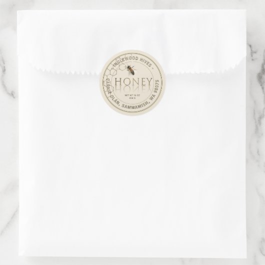 Ivory Honey Honeycomb Pattern met bijenlabel Ronde Sticker (Tas)