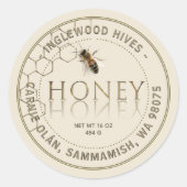 Ivory Honey Honeycomb Pattern met bijenlabel Ronde Sticker (Voorkant)