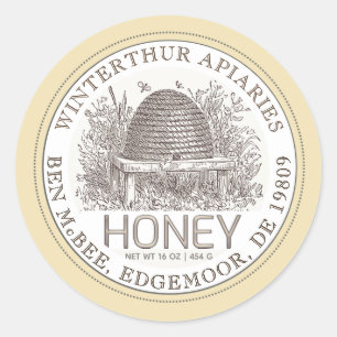 Ivory Honey Jar Label ( Skep) beige Border