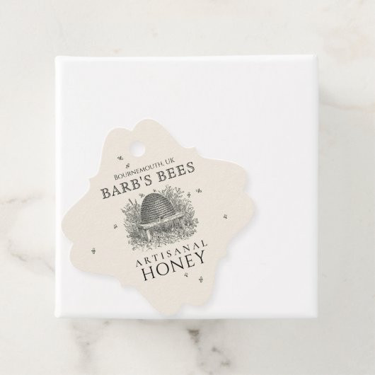 Ivory Honey Label (Fancy vierkant kep bijen) (In situ)