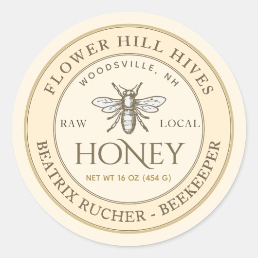 Ivory Honey Label met Franse bijen (Voorkant)
