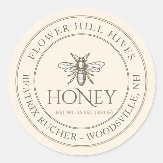 Ivory Honey Label met Franse bijen (Voorkant)