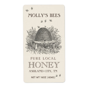 Ivory Honey Label met Skep Bijenteelt