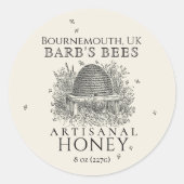 Ivory Honey Label  Skep. met Honingbijen (Voorkant)