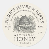 Ivory Honey Label  Skep. met Honingbijen (Voorkant)