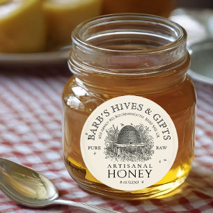 Ivory Honey Label  Skep. met Honingbijen