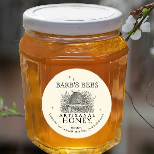 Ivory Honey Label  Skep. met Honingbijen