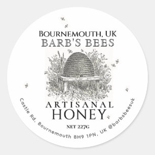 Ivory Honey Label Skep. met Honingbijen